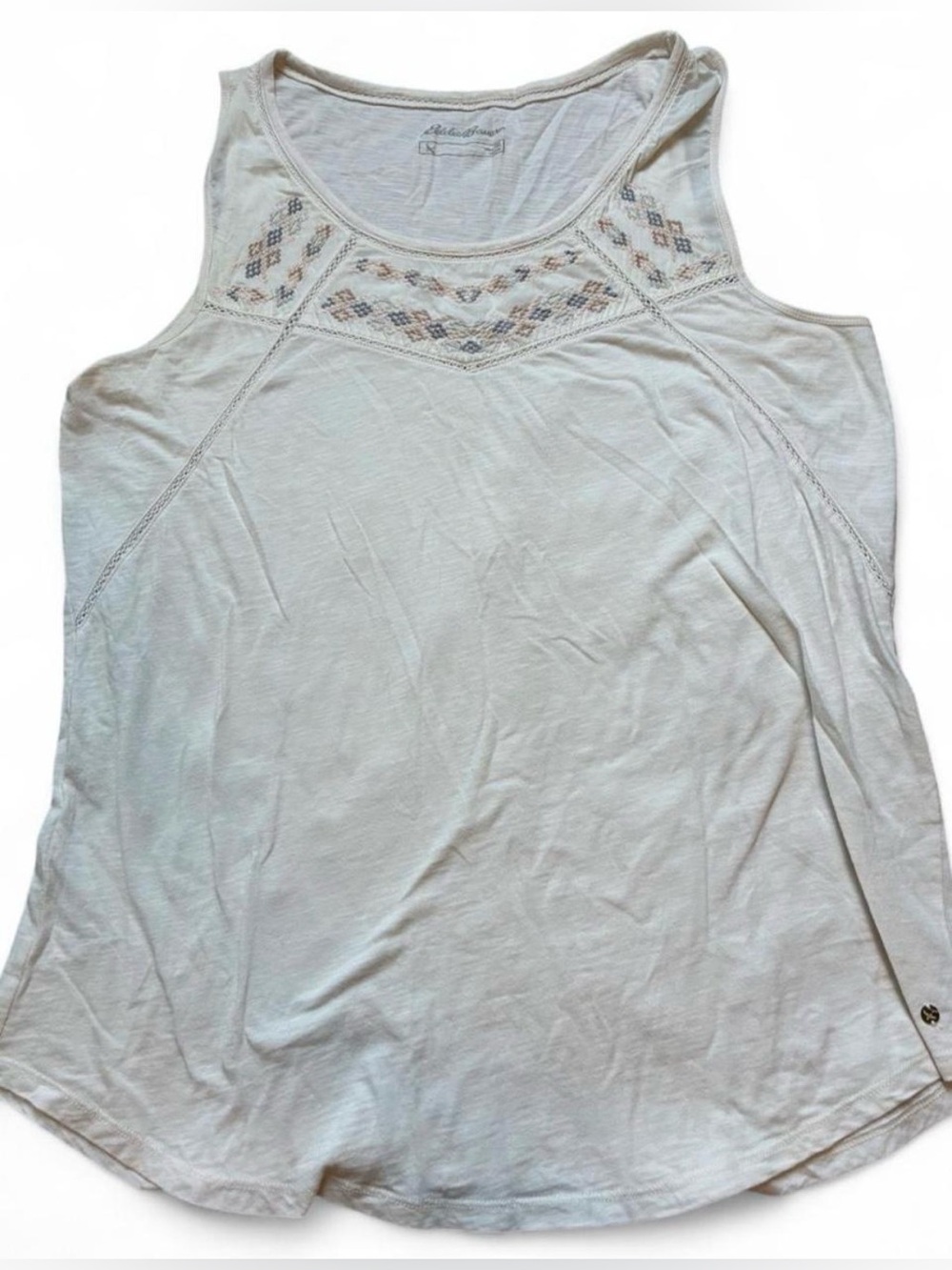Embroidered Cream tank In Size XL tall